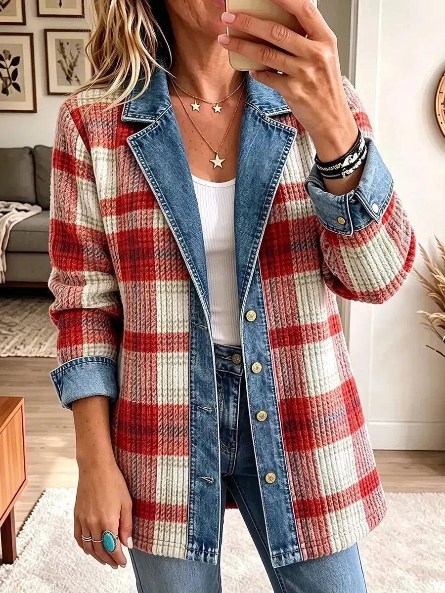 Hailey - Jachetă din denim retro cu model patchwork — imagine 1