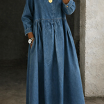 Hallie - Rochie din denim cu guler Peter Pan — imagine 2