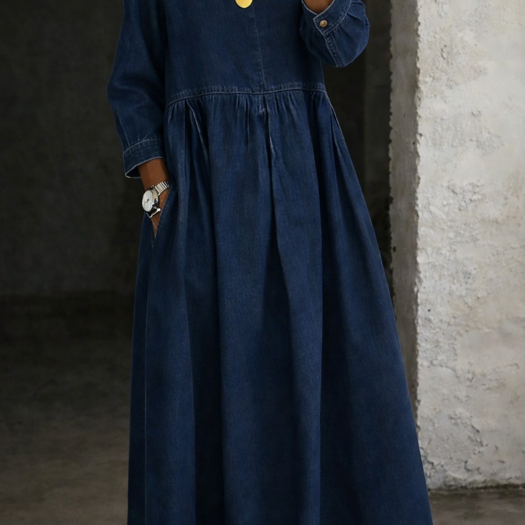 Hallie - Rochie din denim cu guler Peter Pan — imagine 4