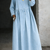 Hallie - Rochie din denim cu guler Peter Pan — imagine 7