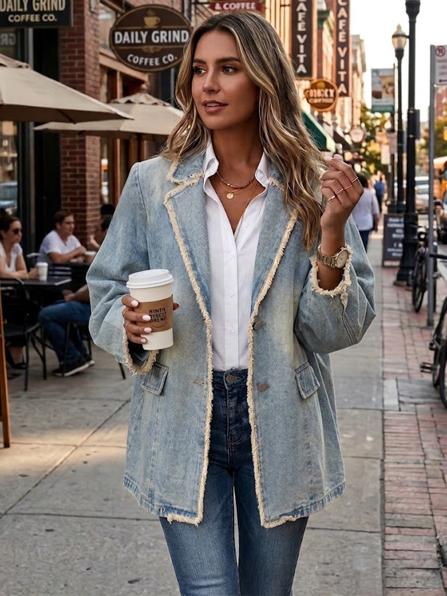 Hannah - Sacou retro oversize cu margini brute — imagine 2
