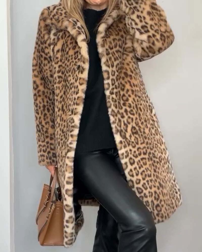 Harmony - palton lung cu imprimeu de leopard — imagine 2