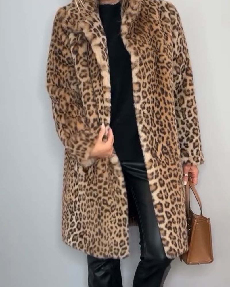 Harmony - palton lung cu imprimeu de leopard — imagine 3