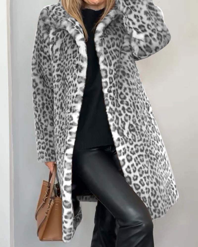 Harmony - palton lung cu imprimeu de leopard — imagine 4
