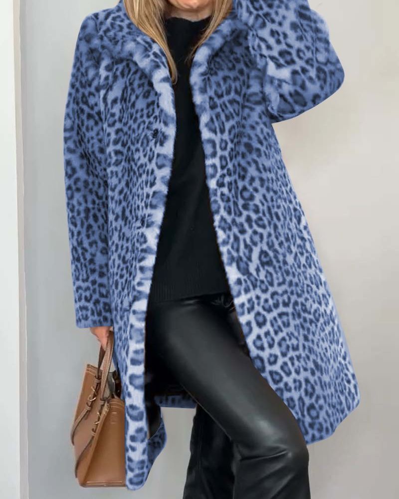 Harmony - palton lung cu imprimeu de leopard — imagine 5