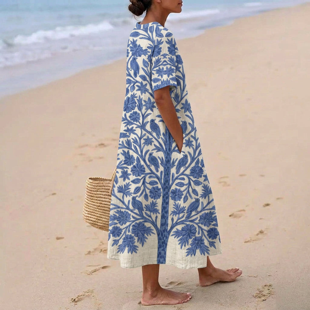 Heather - Rochie albastră brodată — imagine 2