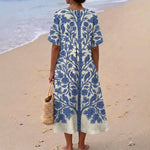 Heather - Rochie albastră brodată — imagine 3