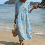 Heidi - rochie midi cu decolteu rotund și imprimeu floral — imagine 1