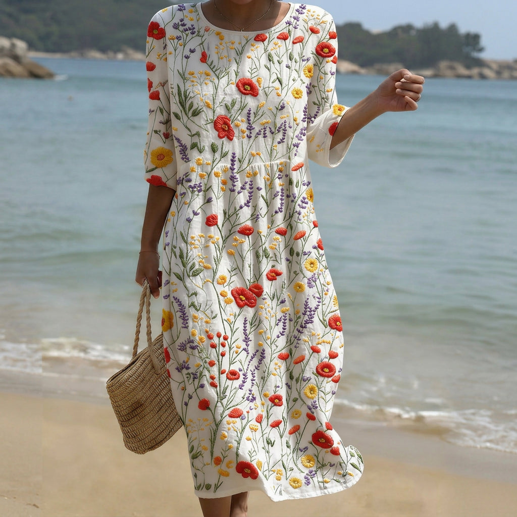 Hope - rochie maxi cu decolteu rotund și imprimeu floral — imagine 1