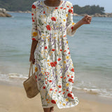 Hope - rochie maxi cu decolteu rotund și imprimeu floral — imagine 1
