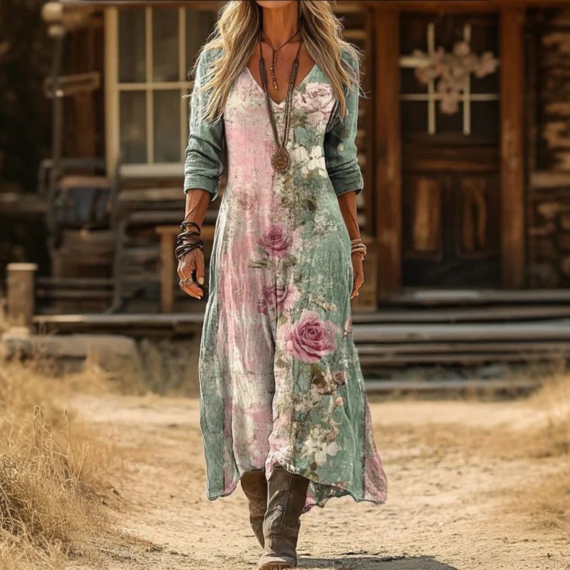 Iris - rochie casual cu mânecă lungă, inspirată din stil retro — imagine 1