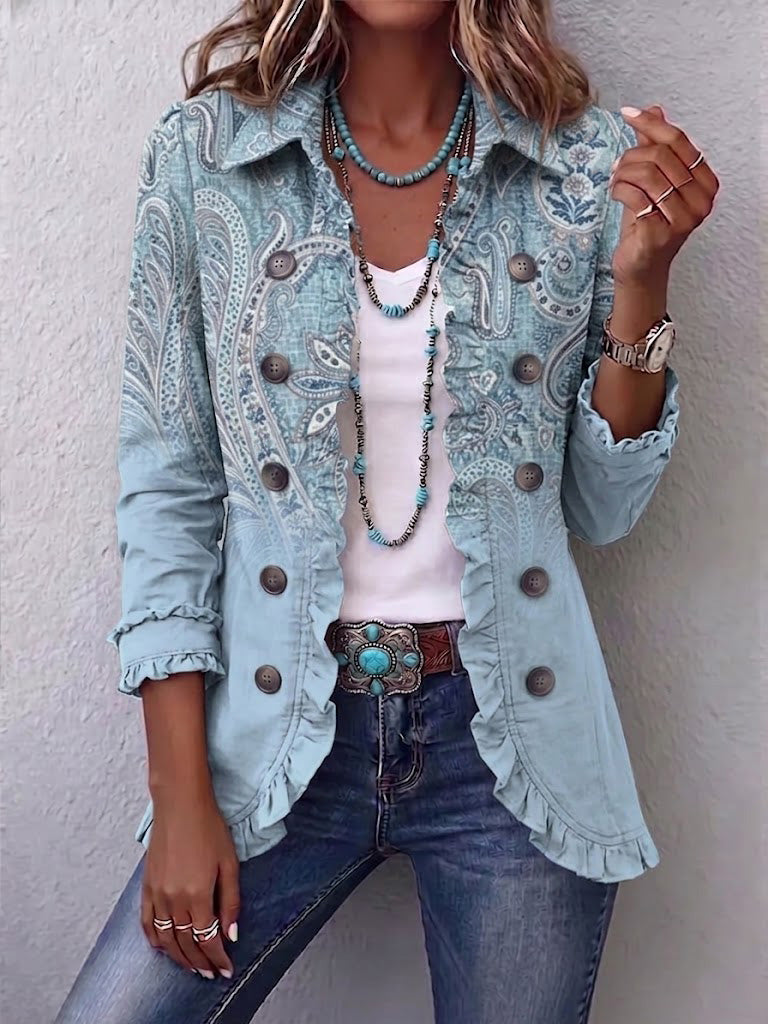 Isabella - Jachetă retro cu volane Paisley — imagine 1
