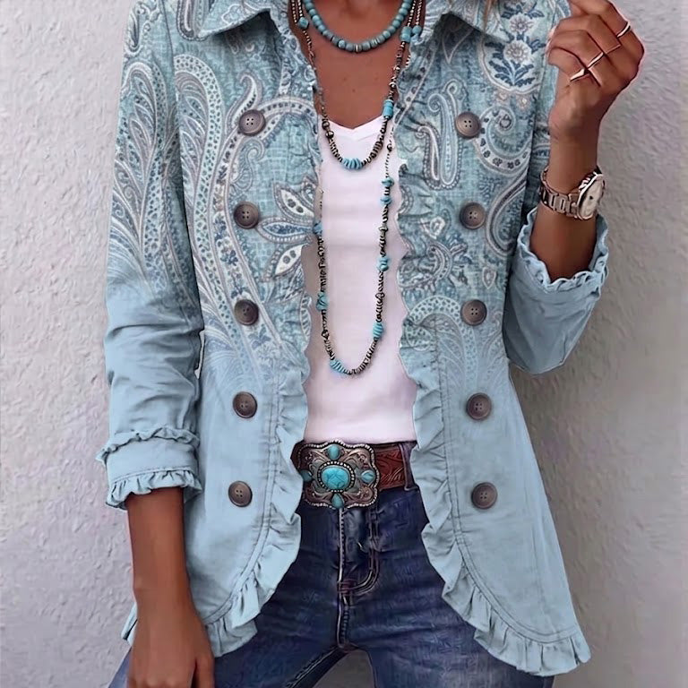 Isabella - Jachetă retro cu volane Paisley — imagine 1