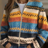 Jenna - Cardigan tricotat cu dungi zigzag multicolore — imagine 1