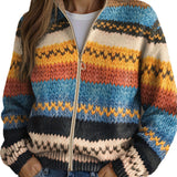 Jenna - Cardigan tricotat cu dungi zigzag multicolore — imagine 2