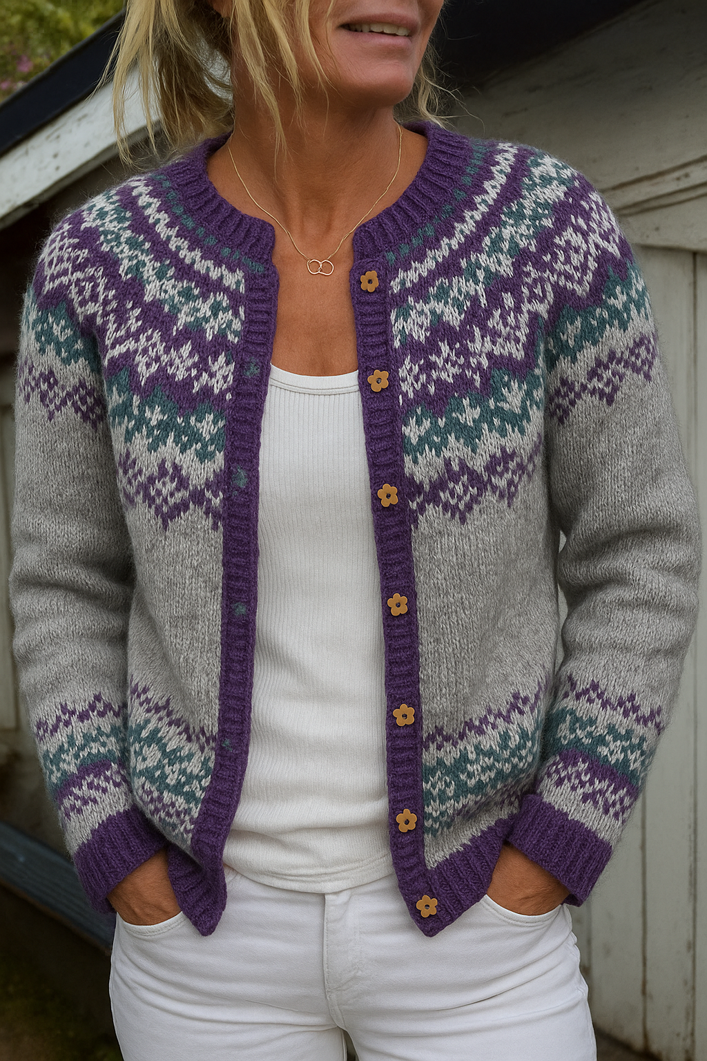 Jennifer - Cardigan islandez retro — imagine 2