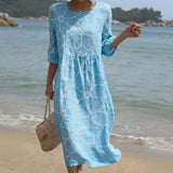 Jessica - rochie maxi cu decolteu rotund și model — imagine 1