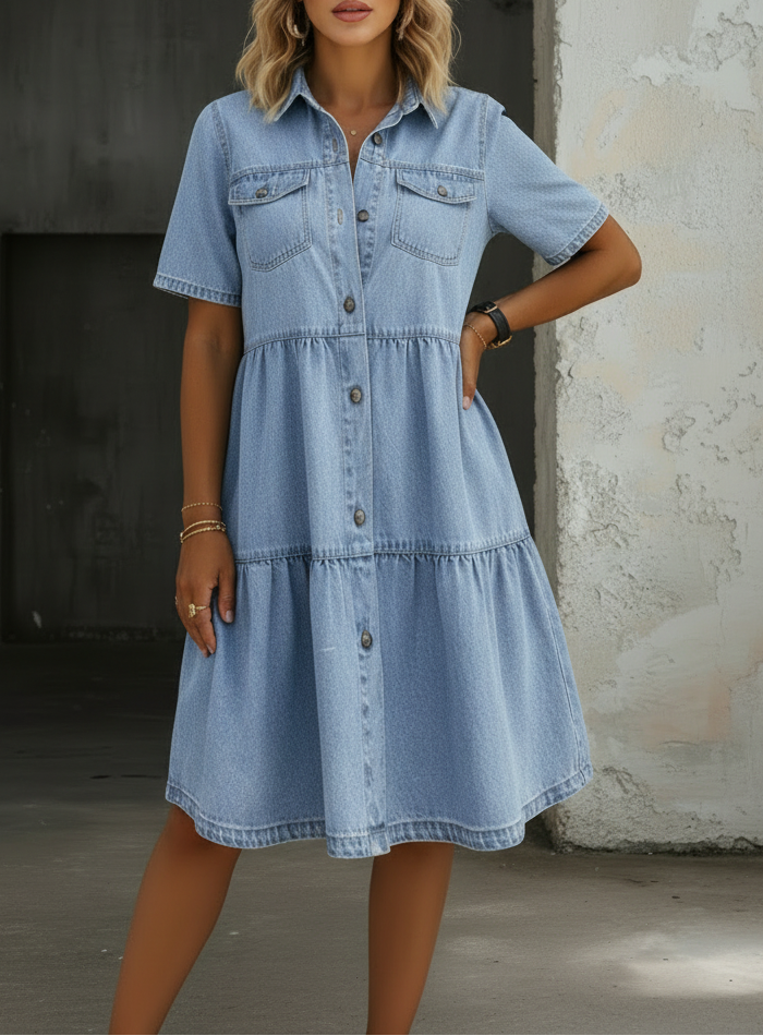 Jillian - rochie casual chic din denim — imagine 2