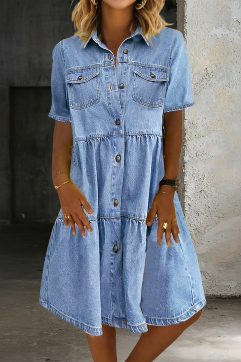 Jillian - rochie casual chic din denim — imagine 3