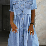 Jillian - rochie casual chic din denim — imagine 3