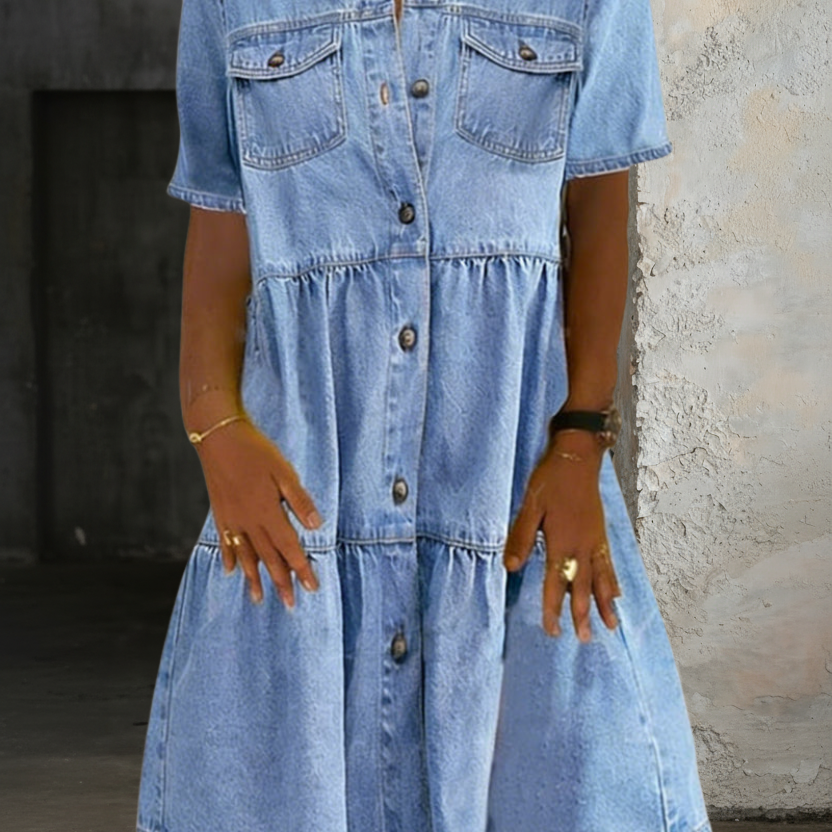 Jillian - rochie casual chic din denim — imagine 3