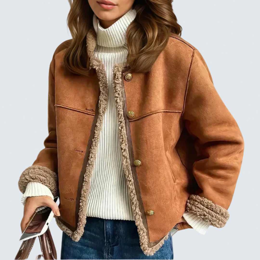 Jordan - Jachetă din shearling cu nasturi — imagine 1