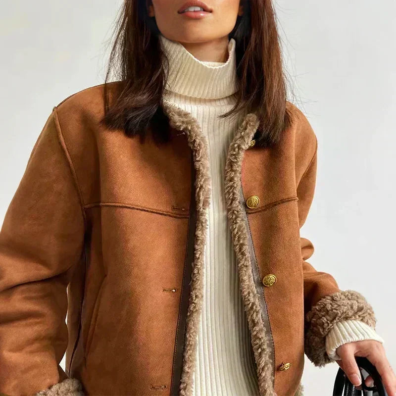 Jordan - Jachetă din shearling cu nasturi — imagine 3