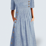 Josephine - rochie midi elegantă de vară cu dungi — imagine 1