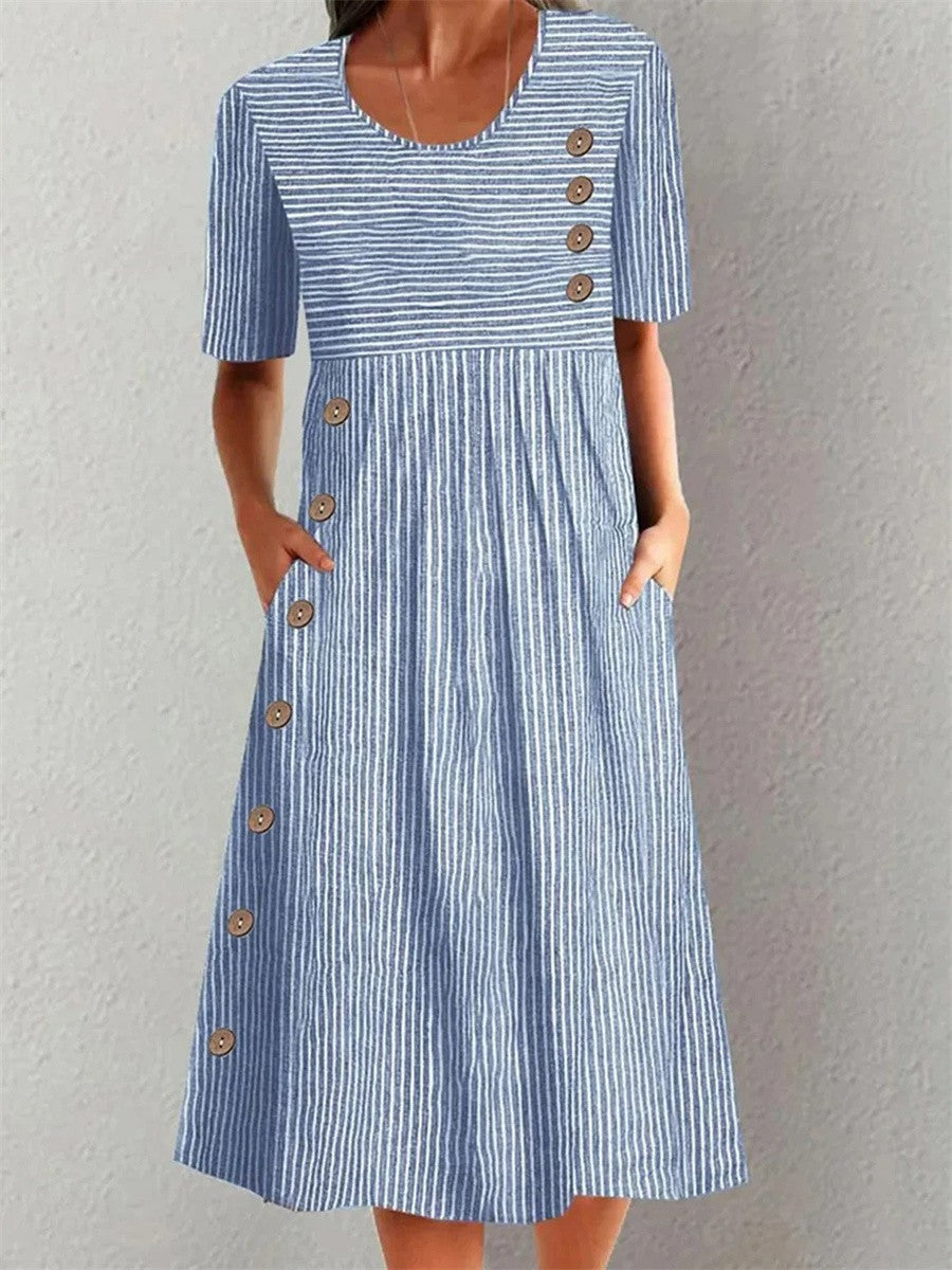 Josephine - rochie midi elegantă de vară cu dungi — imagine 2