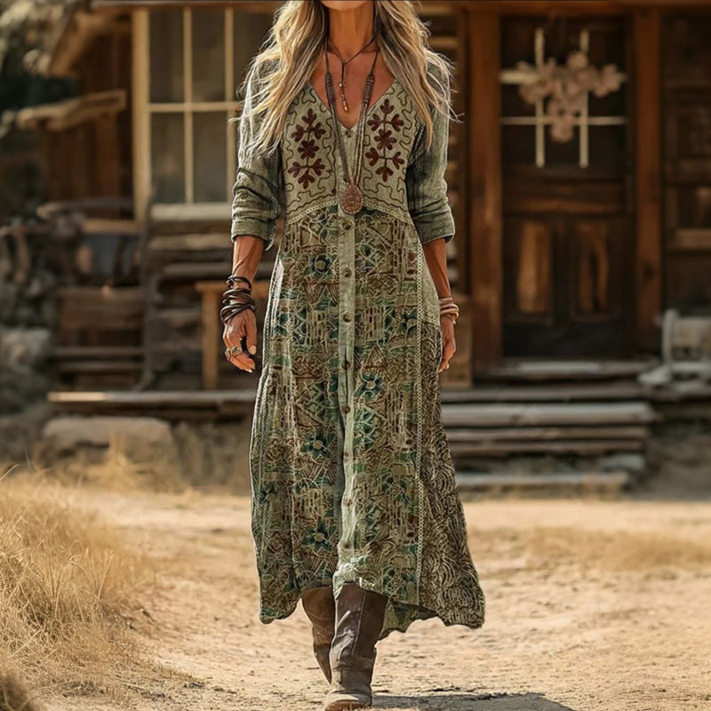 Josie - rochie casual cu mânecă lungă, inspirată din retro — imagine 1