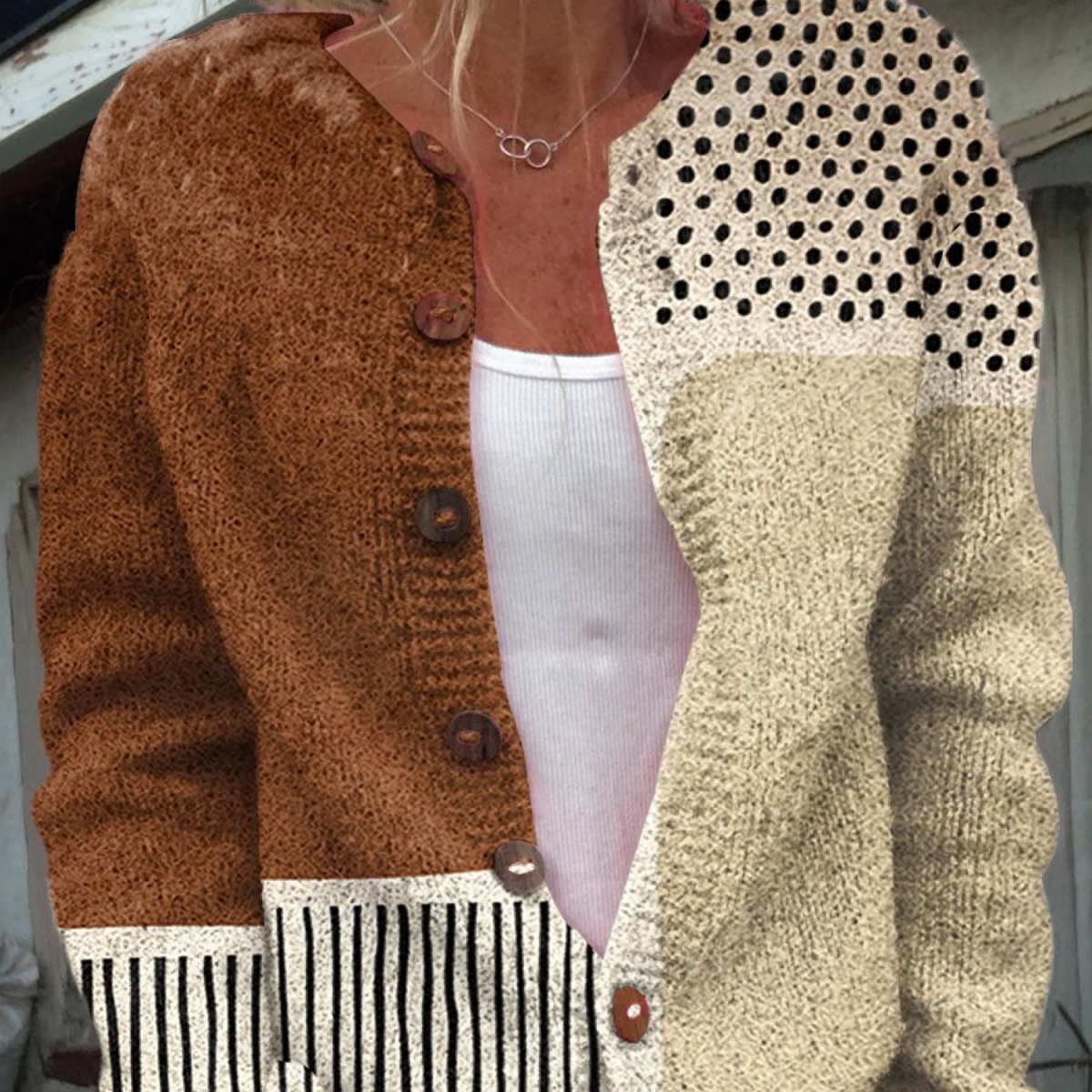 Julia - Pulover cardigan tricotat retro — imagine 1