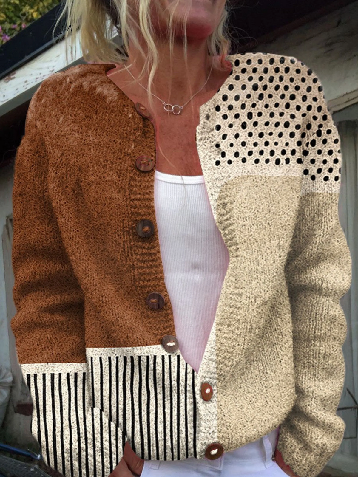 Julia - Pulover cardigan tricotat retro — imagine 1