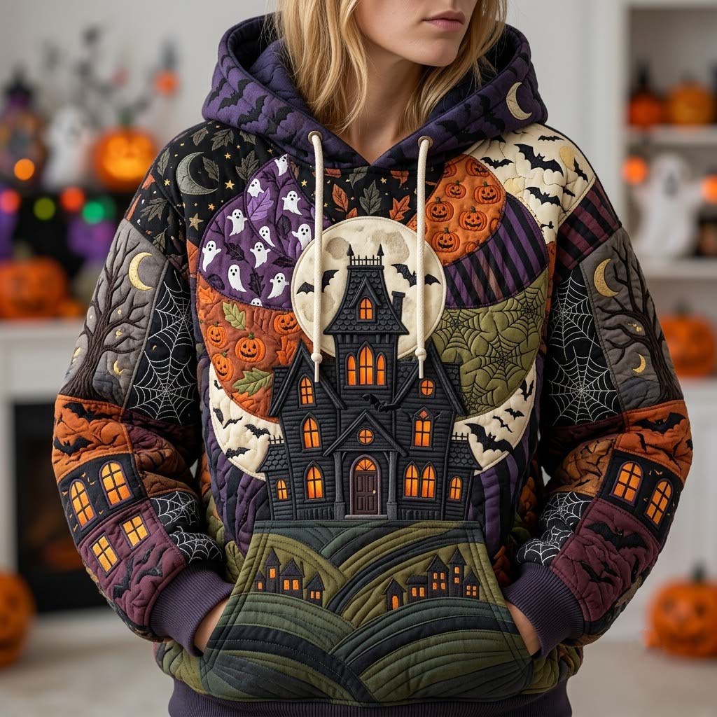 Hanorac - Model de quilt de Halloween la miezul nopții — imagine 1