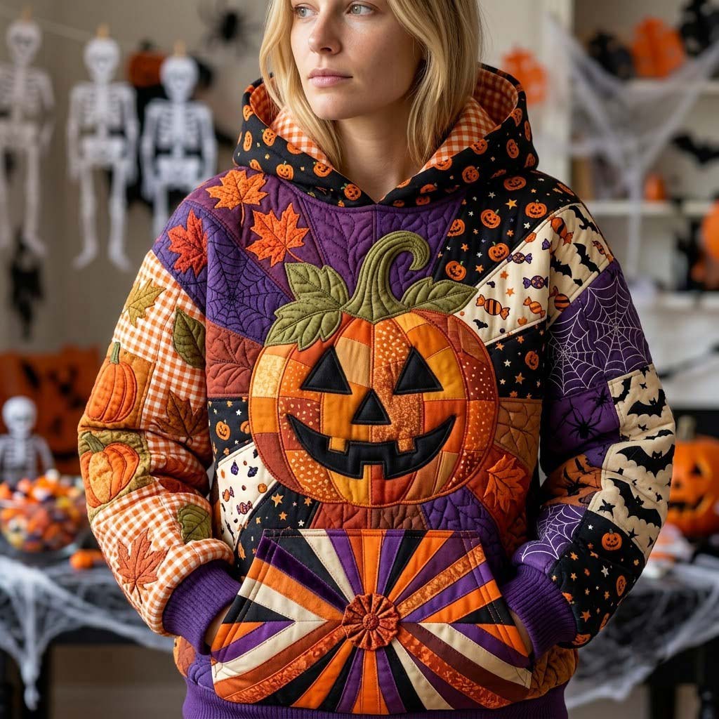 Hanorac - Model de quilt de Halloween la miezul nopții — imagine 1