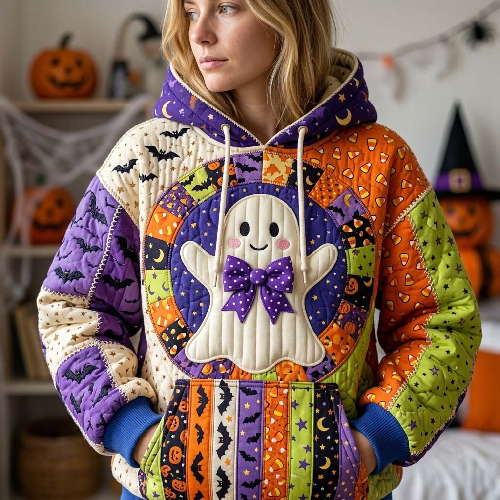 Hanorac - Model de quilt de Halloween la miezul nopții — imagine 1