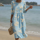 Keira - rochie midi cu imprimeu floral și cu plante — imagine 1