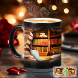 Cană ceramică cu raft de cărți magic și efect de căldură — imagine 1