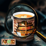 Cană ceramică cu raft de cărți magic și efect de căldură — imagine 2