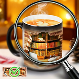 Cană ceramică cu raft de cărți magic și efect de căldură — imagine 4