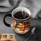 Cană ceramică cu raft de cărți magic și efect de căldură — imagine 5