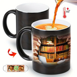Cană ceramică cu raft de cărți magic și efect de căldură — imagine 7