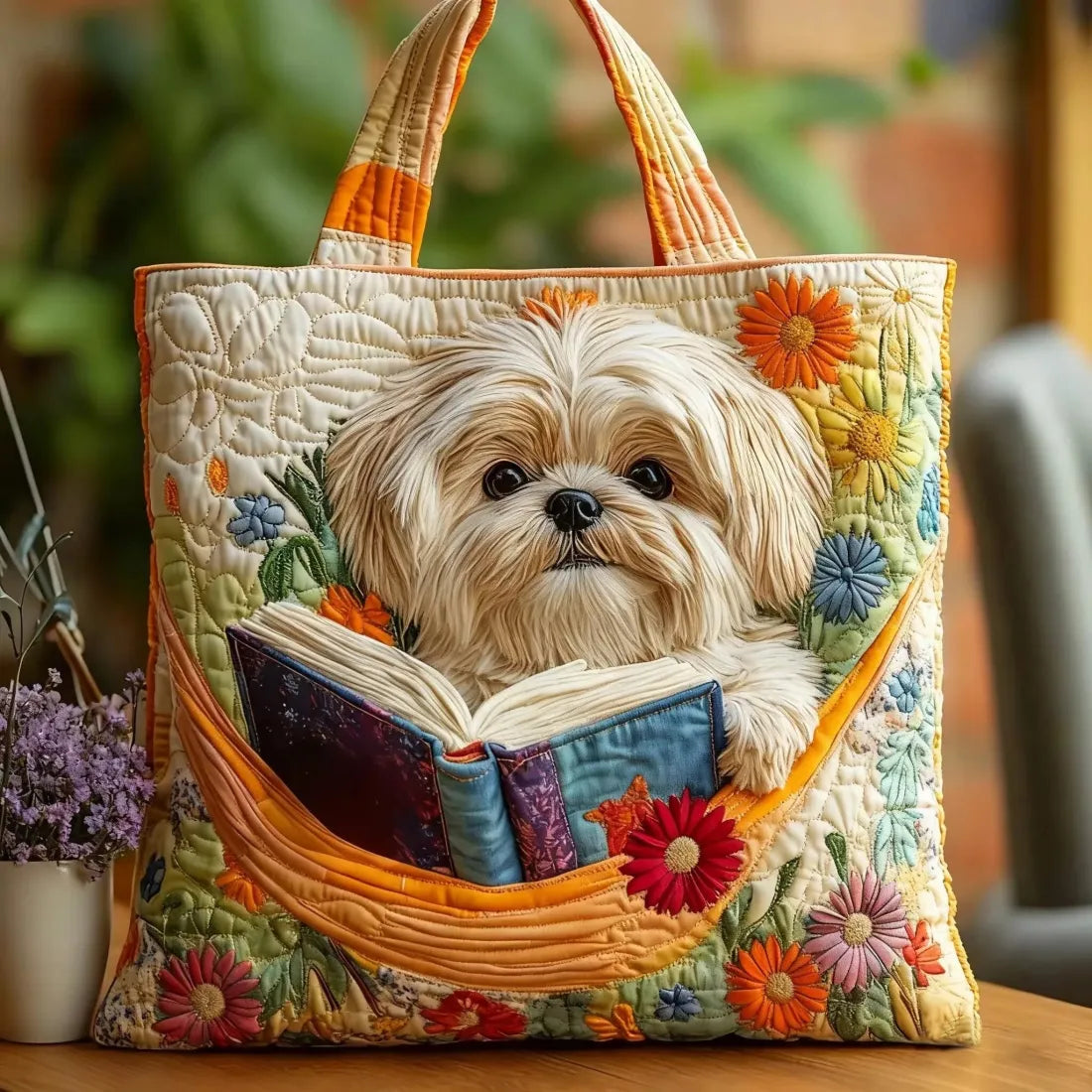 Melody - geantă matlasată cu cărți despre shih tzu — imagine 1