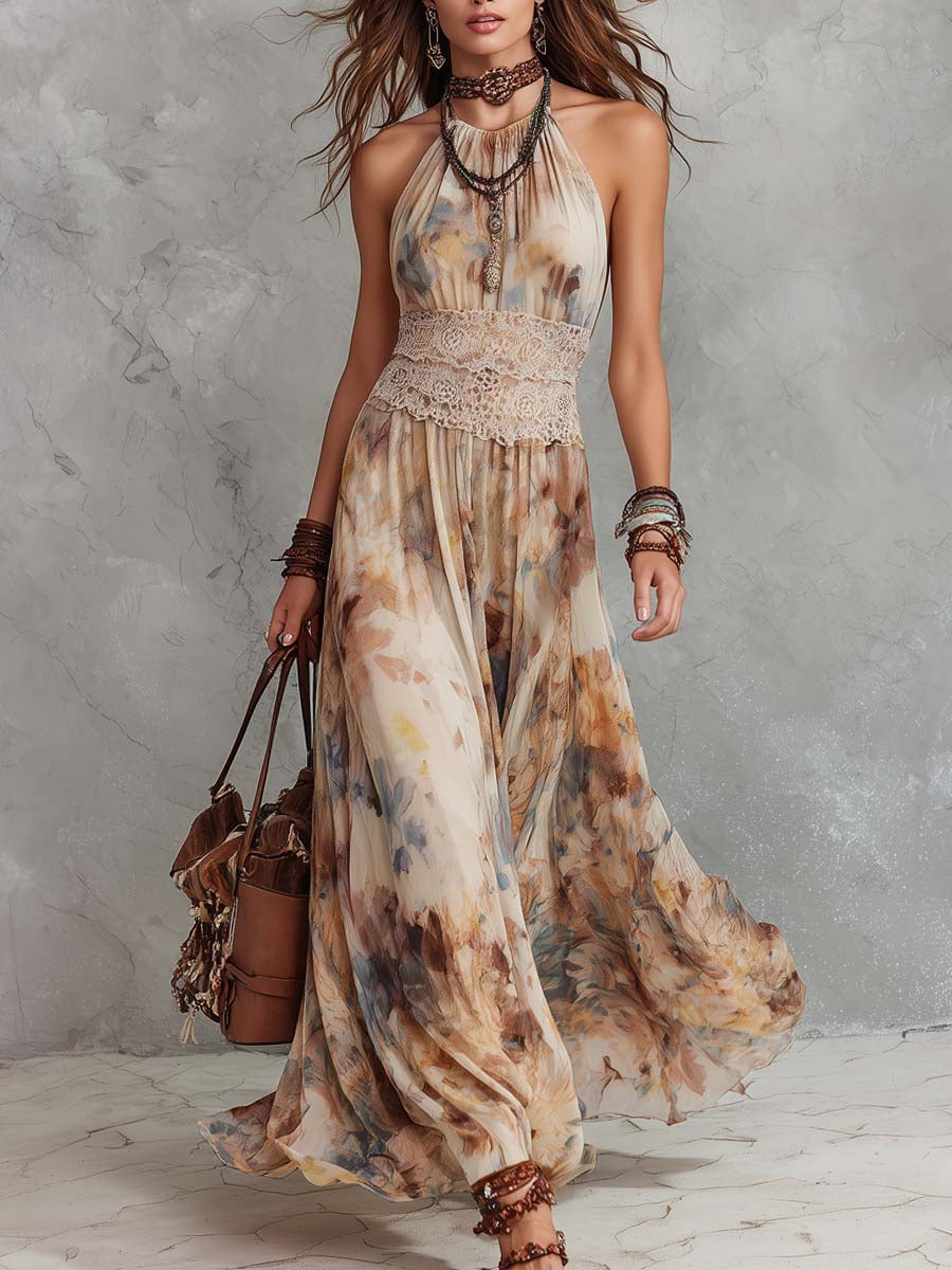 Lainey - rochie maxi elegantă cu bordură din dantelă — imagine 2
