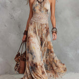 Lainey - rochie maxi elegantă cu bordură din dantelă — imagine 2