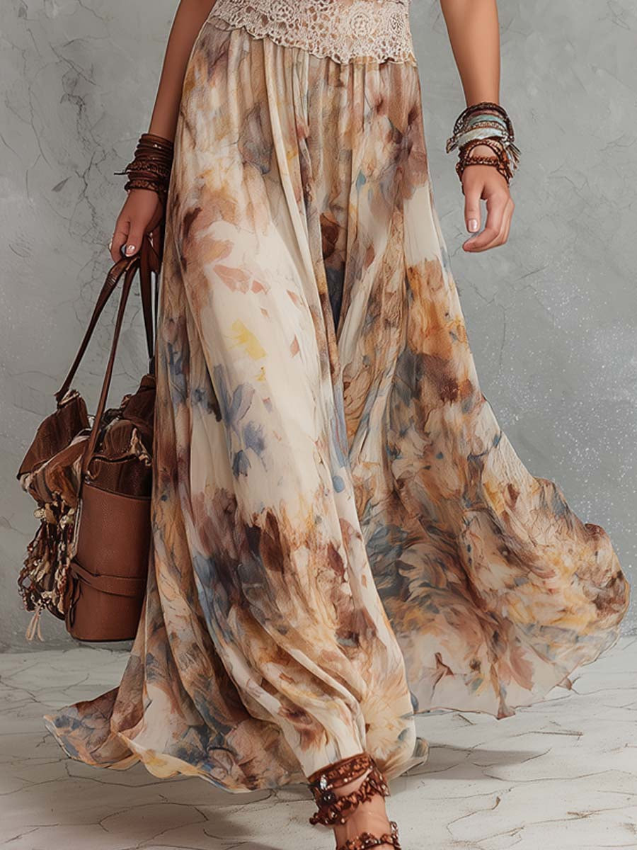 Lainey - rochie maxi elegantă cu bordură din dantelă — imagine 4