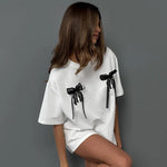 Lauren - tricou drăguț și confortabil cu fundă pentru femei — imagine 1