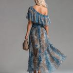 Lauren - rochie lungă din șifon cu imprimeu leopard și umeri goi — imagine 3