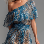 Lauren - rochie lungă din șifon cu imprimeu leopard și umeri goi — imagine 5