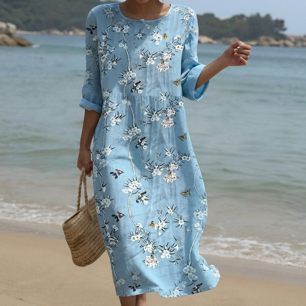 Lauren - rochie maxi cu decolteu rotund și model — imagine 1