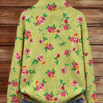 Lauren - Cardigan cu fermoar, model floral roz și lime — imagine 4